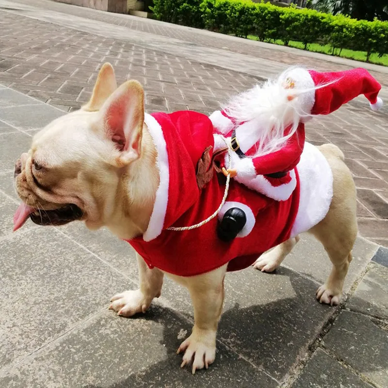 

Веселый Санта-Клаус для верховой езды, кофта с оленем, пальто, одежда для домашних животных, Рождественская Одежда для собак, костюмы для бол...