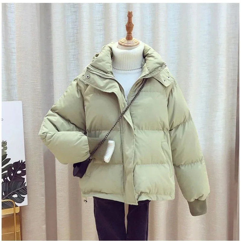 

2020 New Winter Jacket Women Hooded Down Parkas Coats Short Thicken Warm Solid Fashion Outwear Losse Jacket Female Coat