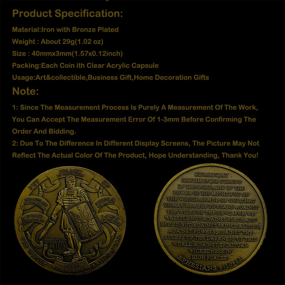 

Armor Of God Religious Helmet Coin Challenge Collection Souvenirs Coins Gift Medal Antique Collectible