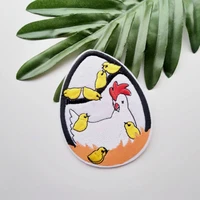 5pcs egg chicken hen applique embroidered iron on fashion patches badge for clothes bag cap sticker diy decoration repair craft