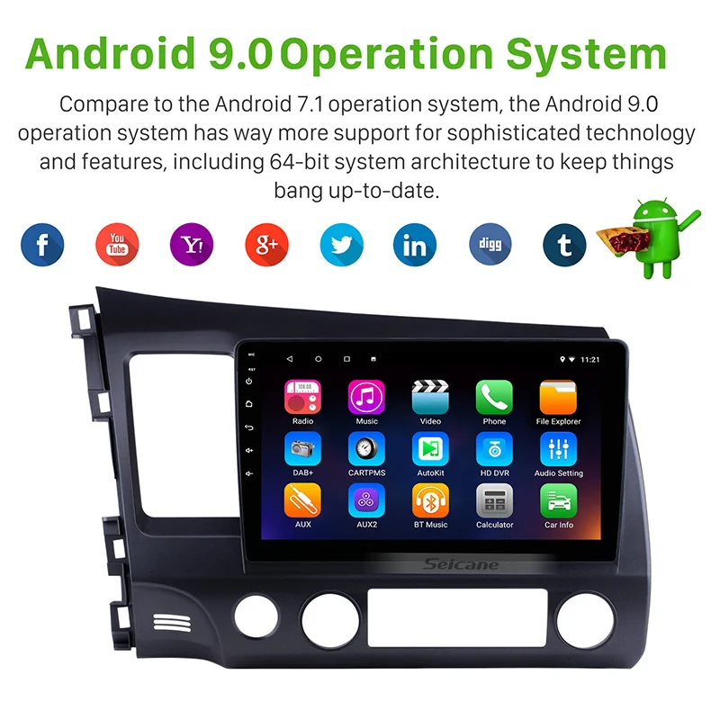 Seicane 2Din Android 9 0 10 1 "Автомобильный Радио сенсорный GPS мультимедийный плеер для 2006