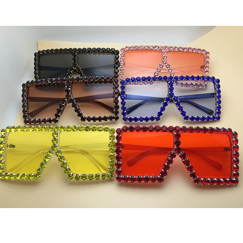 Большие Квадратные Солнцезащитные очки женские модные желтые синие Красные