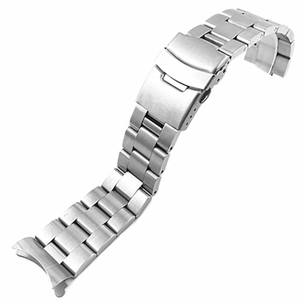 20 22mm Watchband Arc Edge Stainless Steel Strap Arc Mouth bracelet metal band  watch band For  For Seiko Diy Replace