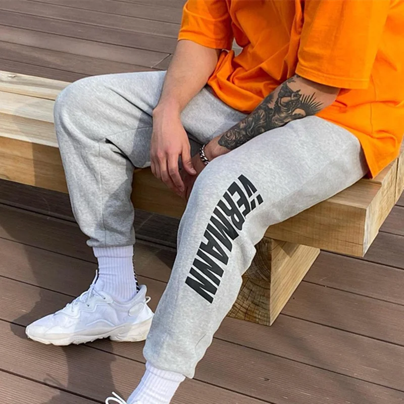 

Sports Casual Sweatpants Men's Autumnl New Cotton Bunched Foot Basketball Pants Fashion Loose Simple Letter Printed Trousers