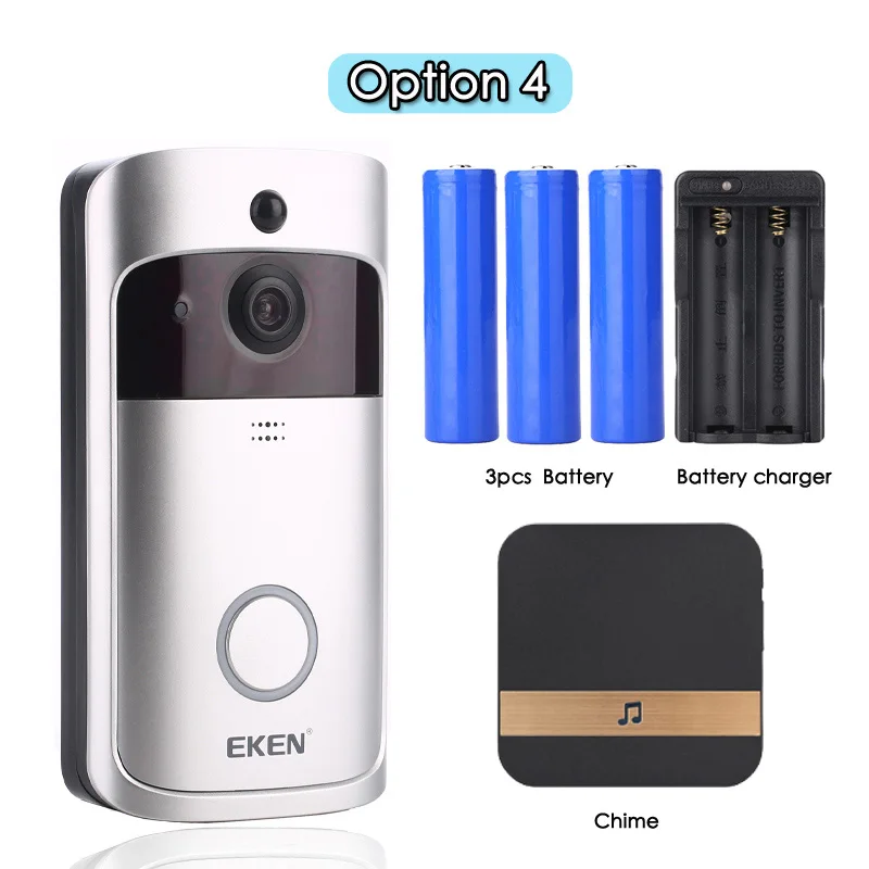 Option 4 EKEN V5 смарт WiFi видео дверной звонок камера визуальный домофон с колокольчиком ночного видения IP дверной звонок беспроводная домашняя камера безопасности - Цвет: Option 4