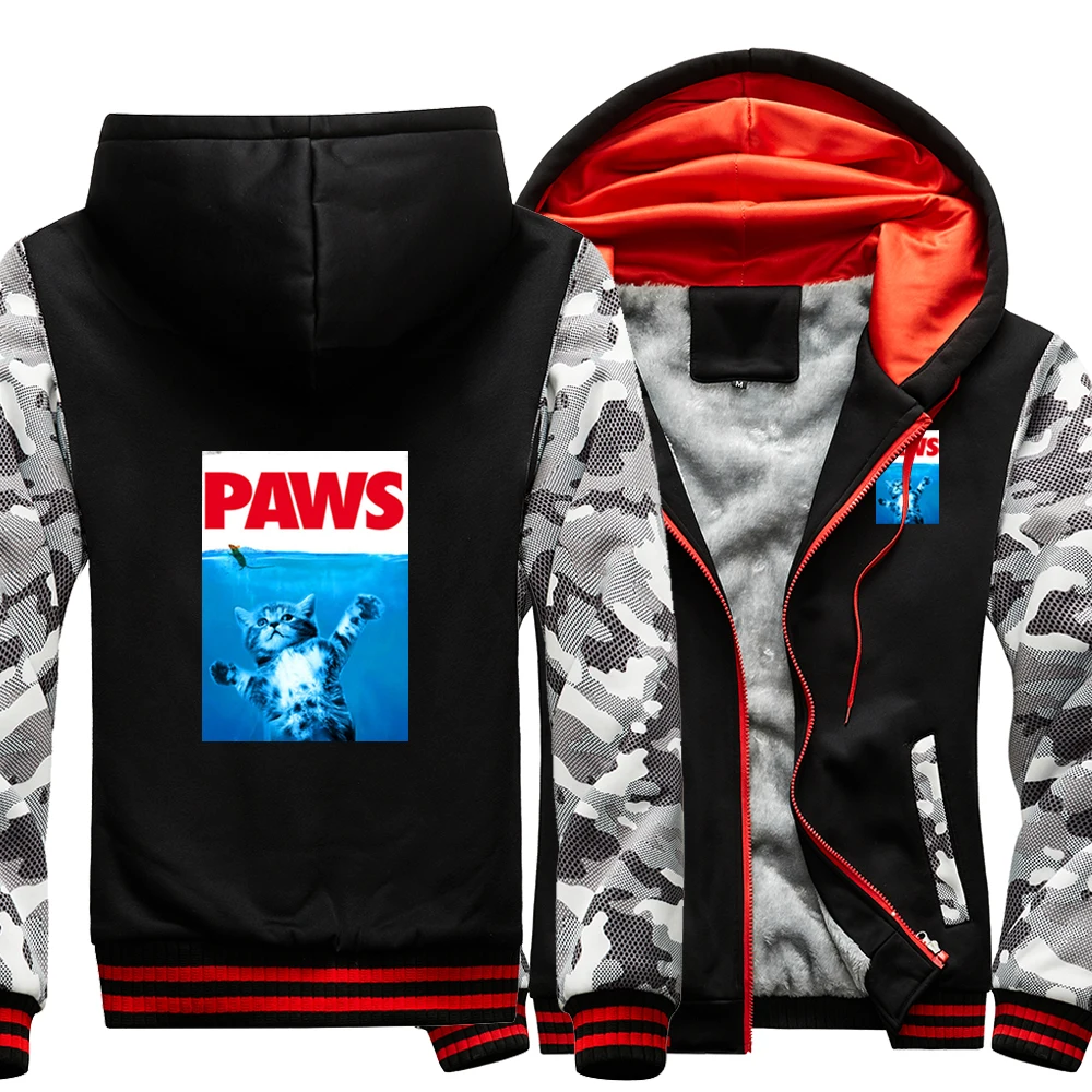 

Funny Cat Paws Mouse Cats Raglan Thick Hoodies Sweatshirts Men Jackets Sweatshirt Winter Coats Gray Street Outdoor Sportswear