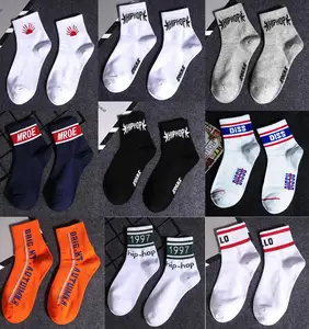 Женские хлопковые носки весело в стиле хип-хоп Sun Street больше Цвет буквами весенние однотонные спортивные костюмы в полоску, на каждый день с круглым вырезом