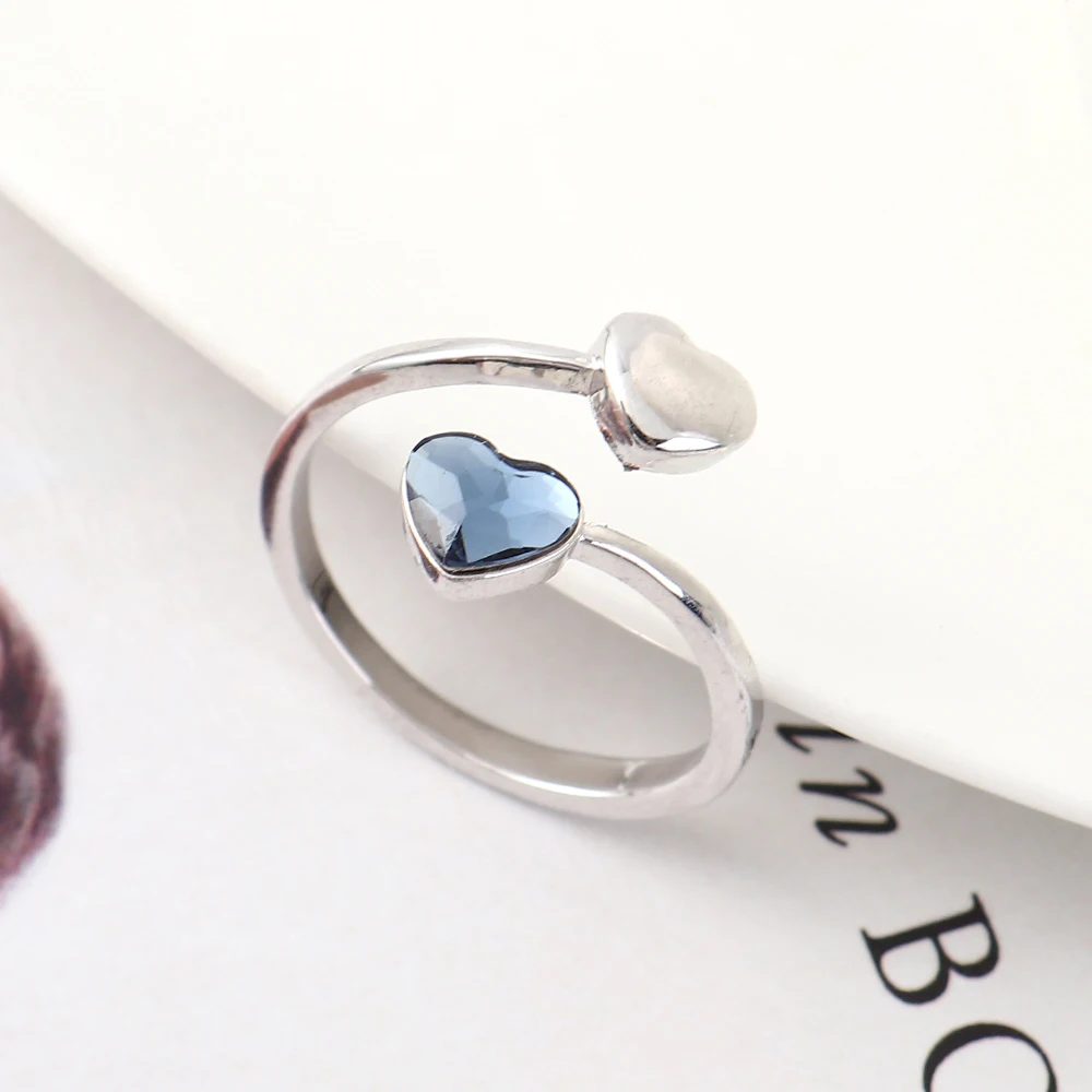 Baffin Двойное сердце открытые Регулируемые кольца для женщин вечерние свиданий