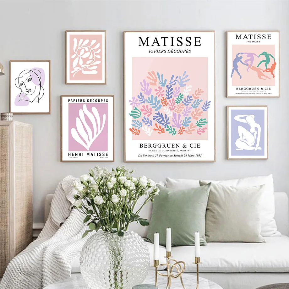 Абстрактная настенная живопись Матисса кораллового пастельного цвета