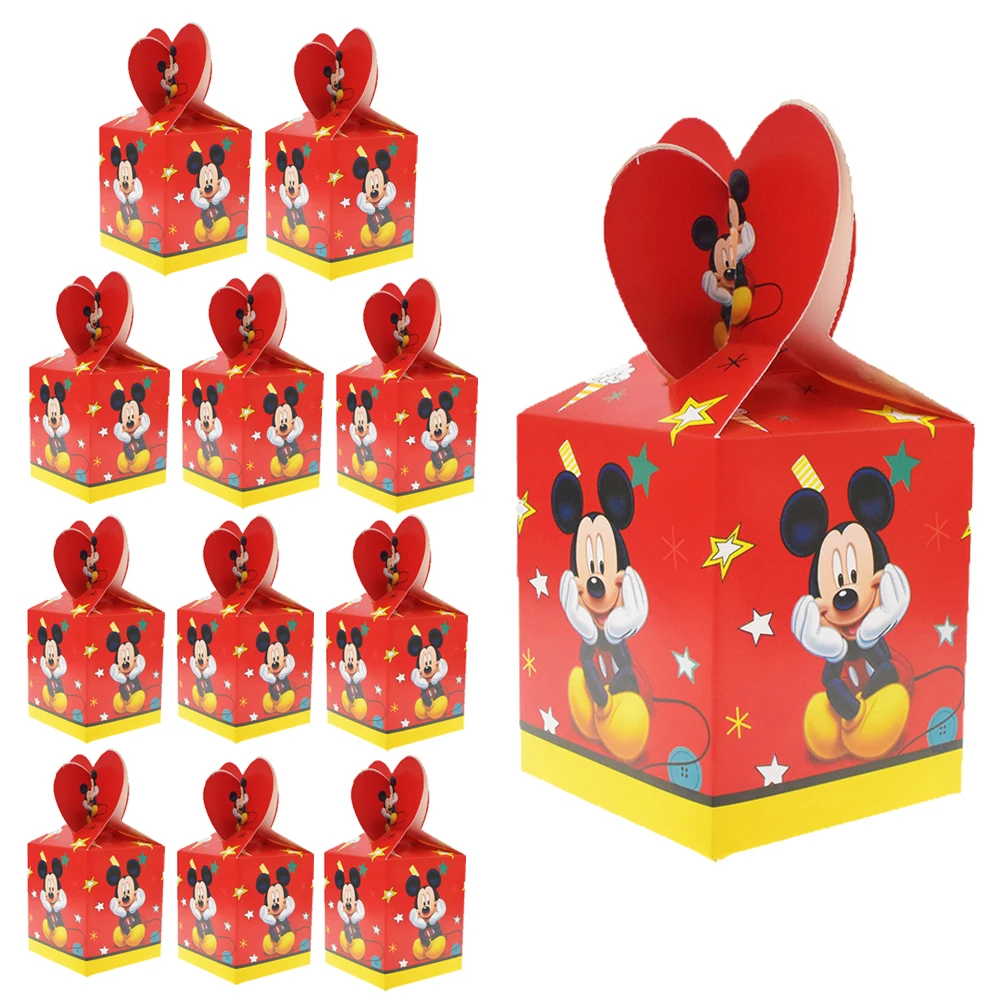 

12pcs Mickey Mouse Candy Boxes Birthday Party Cookies Boxes Children's Birthday Party Snack Boxes Disney Themed Party Supplies