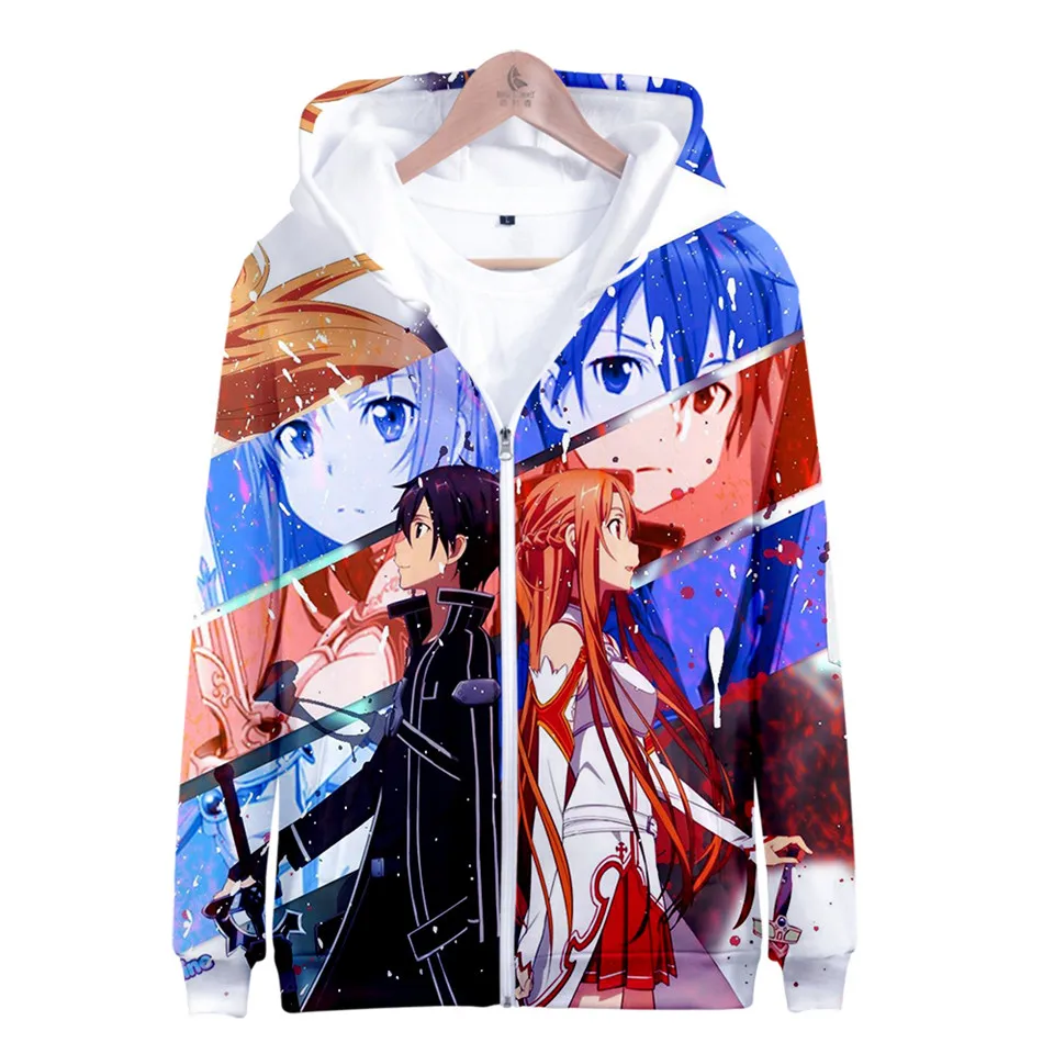 

Sword Art Online SAO 3D Hoodies Men Women Harajuku Streetwear Hoodie Sweatshirt Zipper Anime Fans Jacket Clothes Sudadera