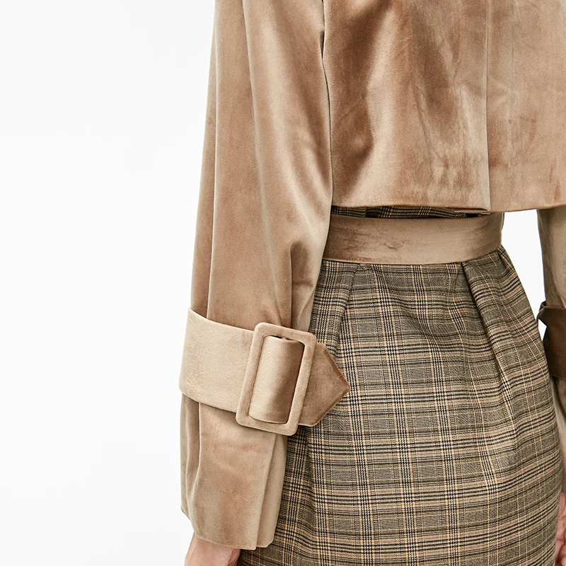 Vero Moda бархатный двубортный плащ в клетку кофта куртка женская| 318409507