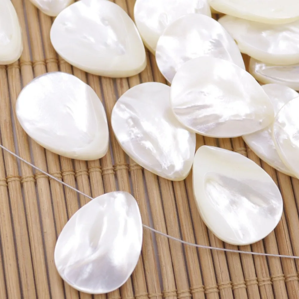 30PCS 13mmX18mm Teardrop Shell Top Hole White Sea Mother of Pearl Jewelry Making