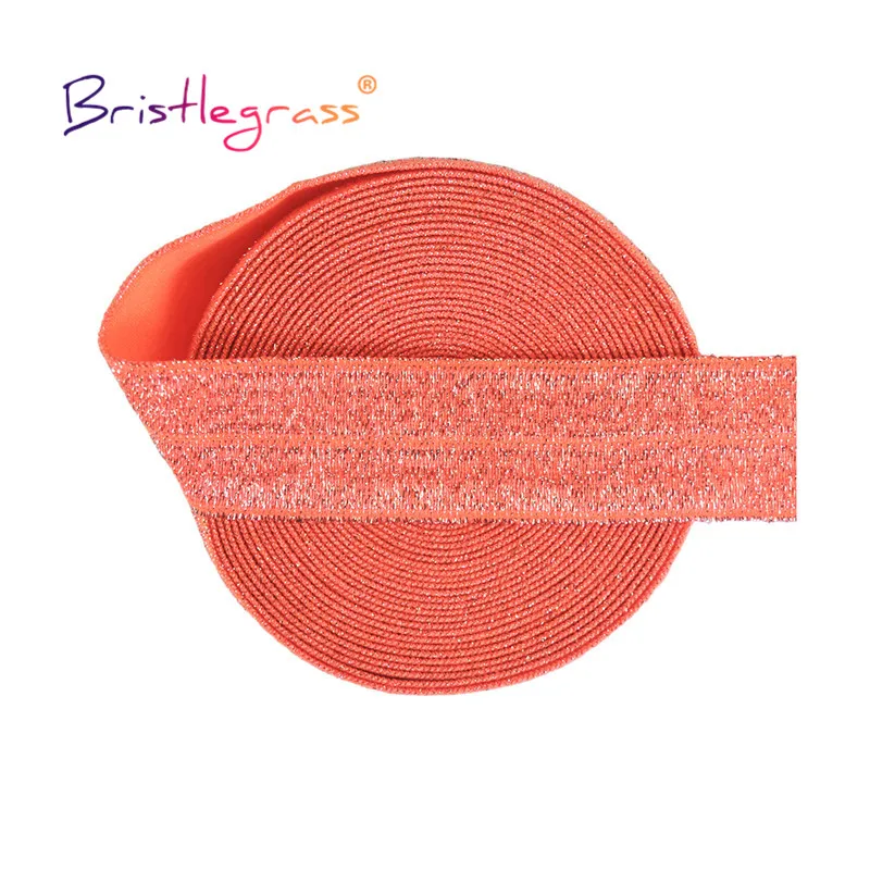 

BRISTLEGRASS 2 5 10 Yard 3/4" 20mm Silver Glitter Soild Foldover Elastic FOE Spandex Band Tape Hair Tie Headband DIY Sewing Trim