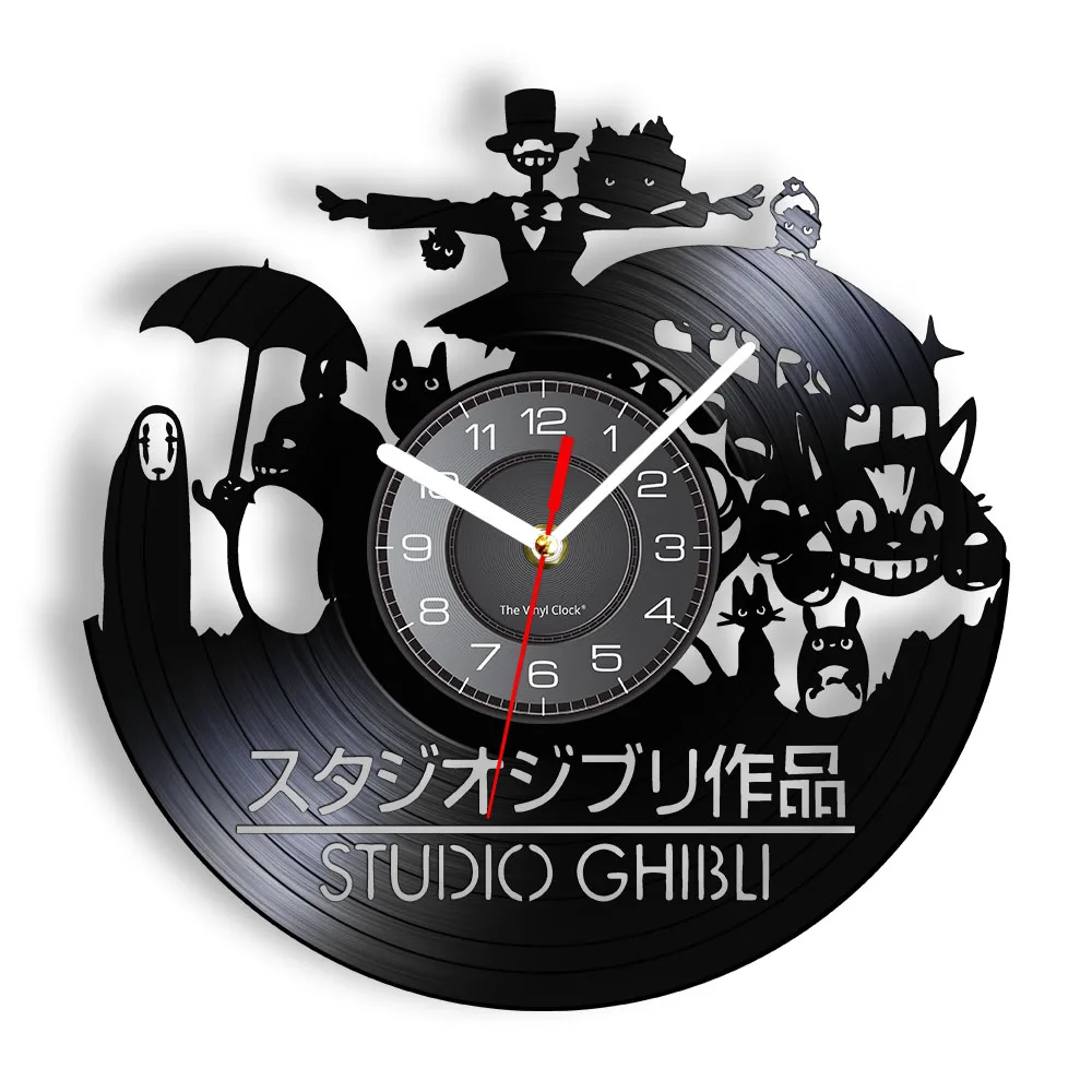 Japanese Animited Cartoon Inspired Retro Vinyl Recprd Wall Clock Impressive Characters Gathered Vintage LP Timepieces Kids' Gift
