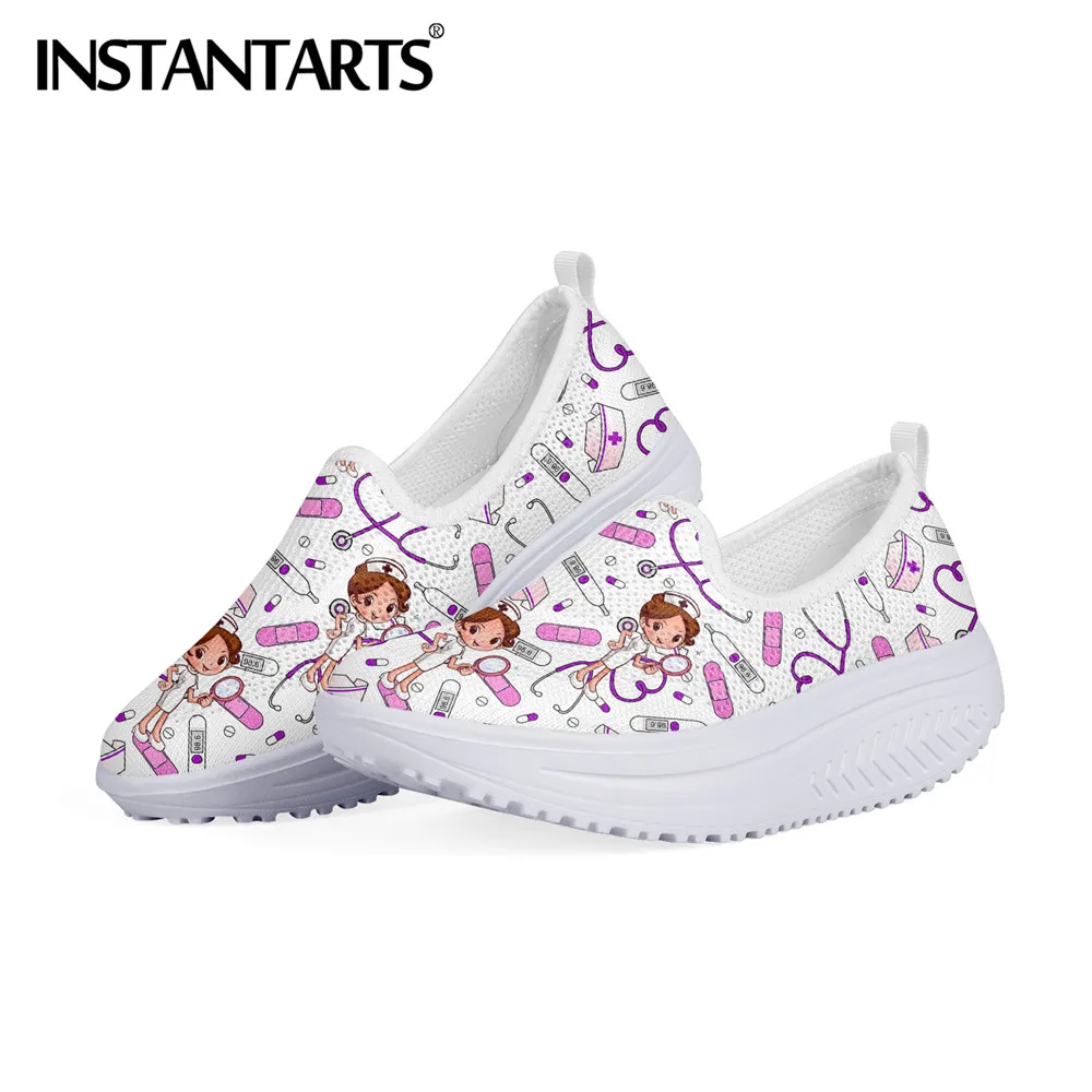 

Обувь для медсестер INSTANTARTS 2021, фирменный дизайн, медицинские физиотерапевтические кроссовки, повседневная обувь на танкетке, Уличная обувь ...