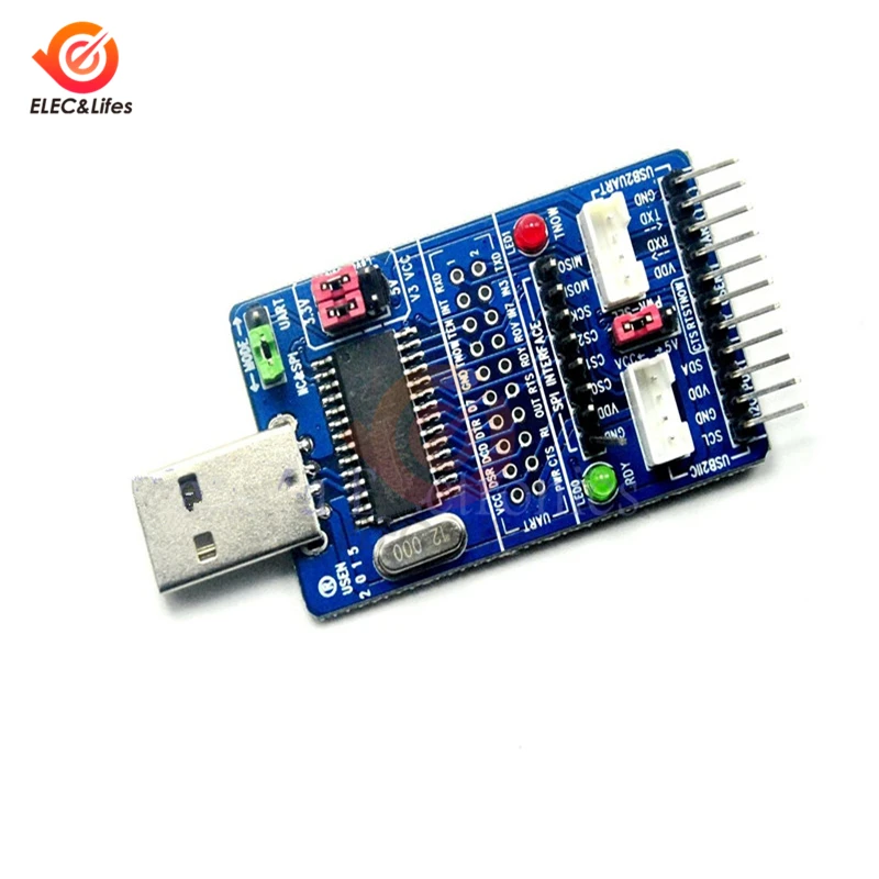 

USB to I2C/IIC/SPI/UART/TTL Adapter Module Support RS232 RS485 Interface For Windows XP Win 7/64/32 Bit