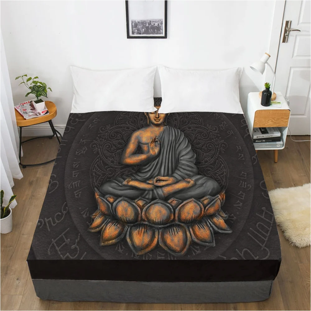 Эластичный простынной чехол на резинке для кровати с матрасом размером 150х200/180/200/160х200, наматрасник 1 шт. Цвет: буддийский желтый.