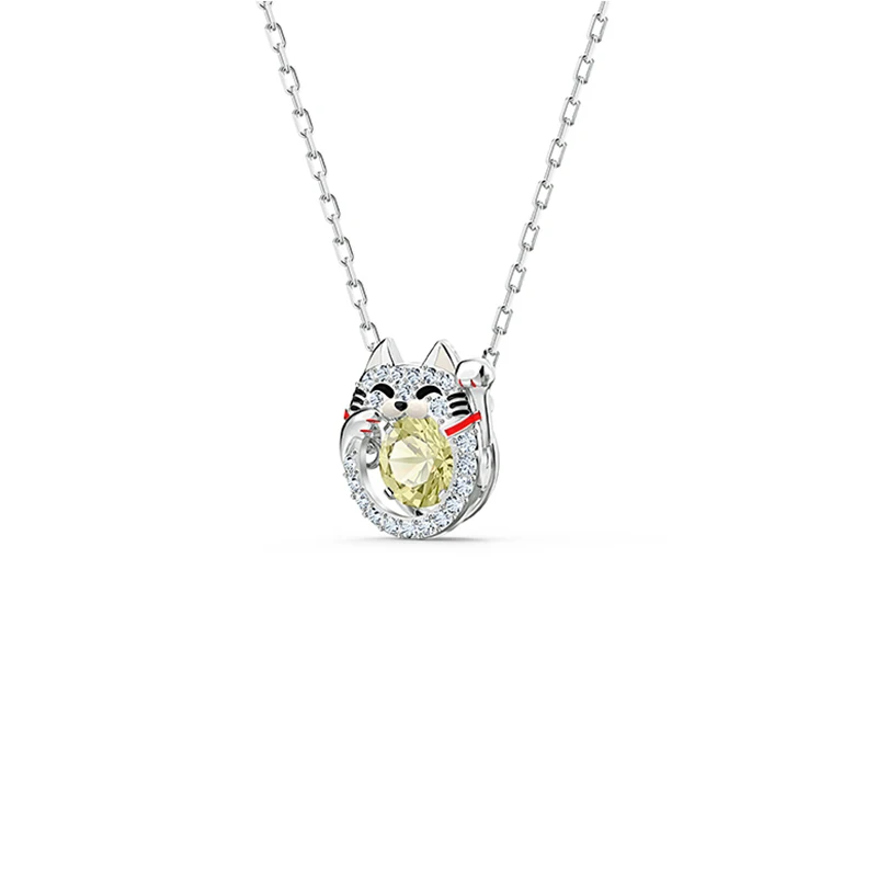 

Fashionable New Cute Classic Lucky Cat Pendant Ms. Crystal Necklace Send Girlfriend Exquisite Year Jewelry Christmas Gift