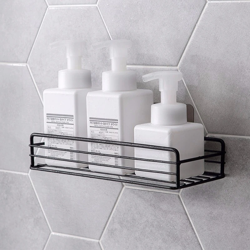 

Bathroom kitchen Punch Corner Frame Shower Shelf Wrought Iron Shampoo Storage Rack Holder with Suction Cup bathroom accessories