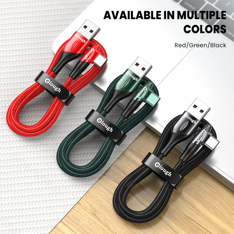elough usb type c cable 90 degree 3a fast charging usb c cable for samsung xiaomi redmi note 11 mobile phones usb type c cord free global shipping