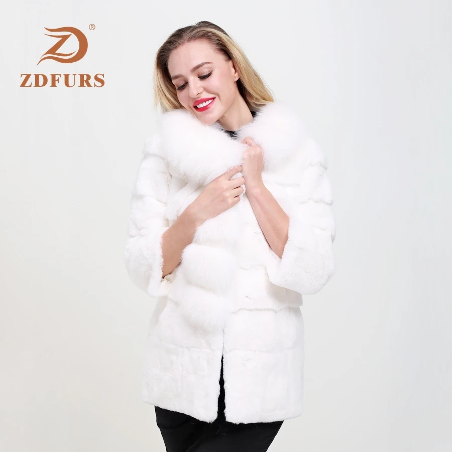 ZDFURS * цельная шкура шуба из кролика Рекс женская зимняя обувь новые большие меха