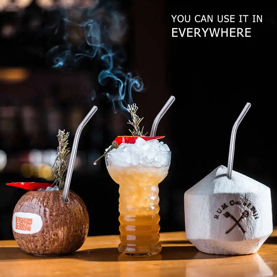 8 шт. Металлический Набор соломинок для напитков из нержавеющей стали 3