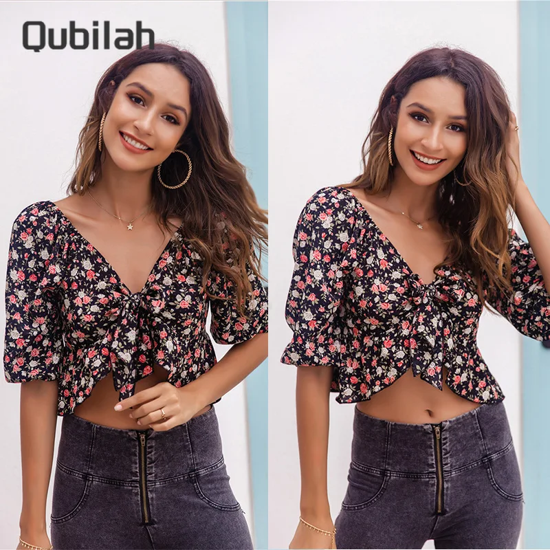 

Модная Универсальная женская блузка, топ, женские летние блузки, Женская винтажная Базовая свободная шикарная Дизайнерская одежда с цветоч...