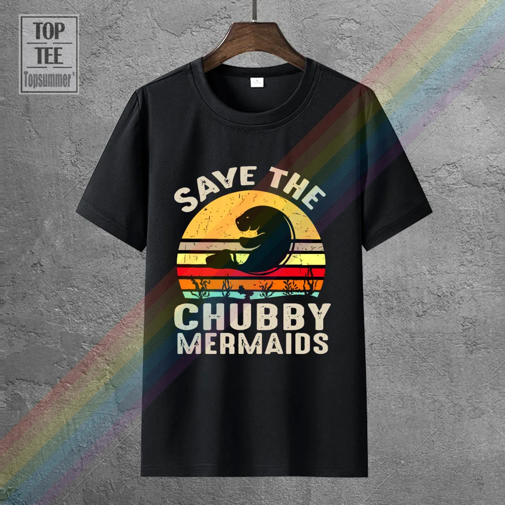 

Sea Whale Save The Chubby Mermaids Vintage Retro Black T Shirt Men S 4Xl