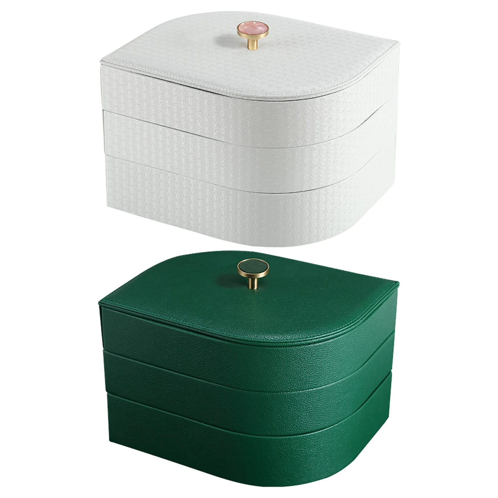 

Girl PU Leather Jewellery Box 3 Layers Leaf-shaped Earrings Storage Case