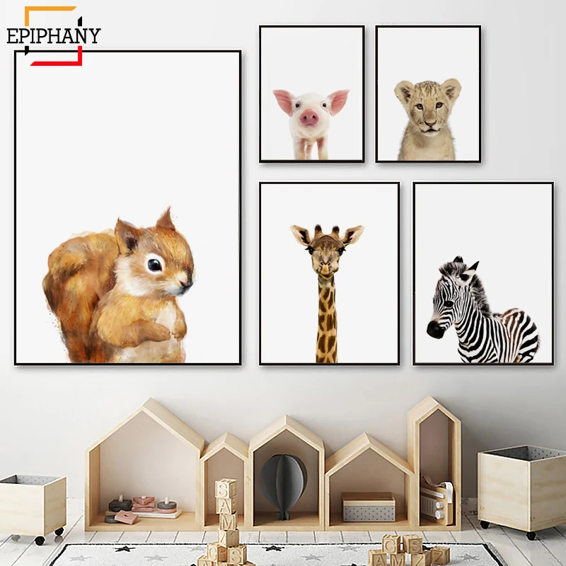 Современная Картина на холсте Постер искусство Зебра жираф животные принт