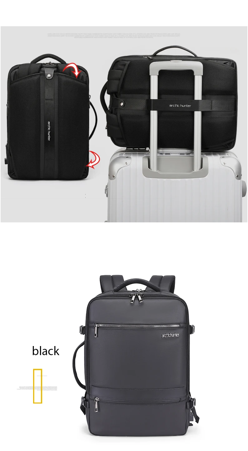 Мужской рюкзак ARCTIC HUNTER 35L, 17 дюймов, с usb зарядкой, мужской, многослойный, вместительный, для путешествий, бизнес, Mochila для мужчин