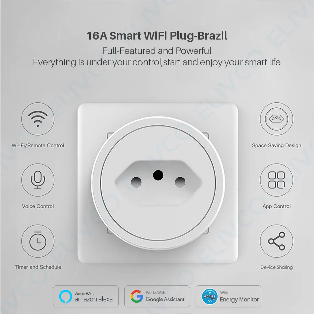 Умная вилка с Wi-Fi Бразильская интеллектуальная розетка монитором энергии