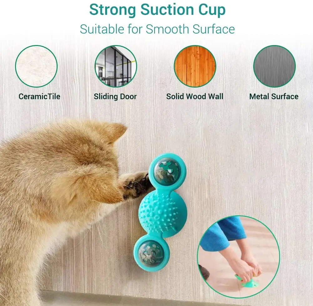 

Interactive Windmill Cat Toys Portable Scratch Hair Brush Grooming Shedding Massage Suction Cup Catnip Cats Puzzle Training Toy