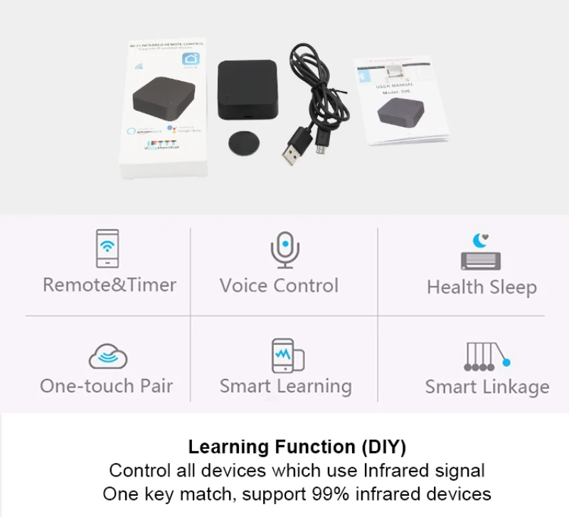 Мини умный дом WiFi ИК пульт дистанционного управления Лер Универсальный голосовой пульт дистанционного управления умный дом автоматизация работа с Alexa Google Home