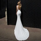 UZN элегантное простое атласное свадебное платье-Русалка цвета слоновой кости с квадратным вырезом и пояс для свадебного платья сексуальное платье невесты с открытой спиной и молнией