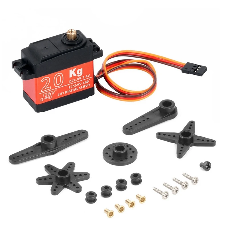 

Digital Servo 20KG 180 degree Waterproof Metal Steering Digital Metal Gear Core Servo with High Torque for RC Car Boat Model Toy
