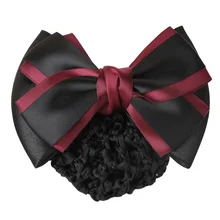 Moda feminina profissional arco barrettes fita grampo de cabelo enfermeira hotel banco postal aeromoça grampos de cabelo snood net bun (1)