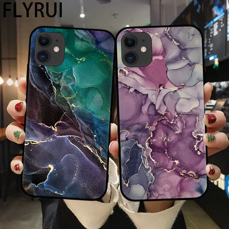 Чехол для iPhone 12 Pro Max мягкий чехол из ТПУ с градиентом мраморный цвет 11 XR XS 7 8 6 Plus X |