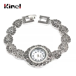 Kinel Новинка 2021 модные дизайнерские продвижение Античные тибетские серебряные браслеты Хрустальный Браслет наручные часы для женщин винтажные ювелирные изделия