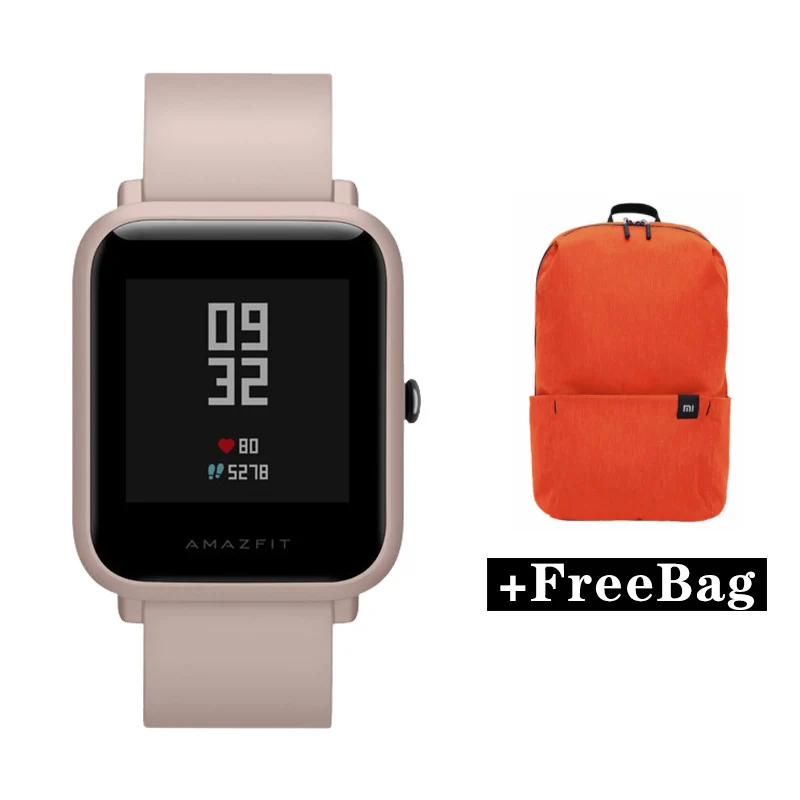 BIP-Lite-pink-bag Смарт-часы xiaomi Huami Amazfit Bip lite, Bluetooth, умные часы huami amazfit BipLite, монитор сердечного ритма, 45 дней - Цвет: BIP-Lite-pink-bag