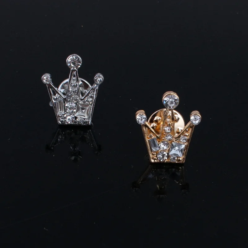 

Fashion Couple Brooch Rhinestones Crystal Mini Little Crown Men And Women Brooch Retro Suit Collar Accessories For Pin Gifts