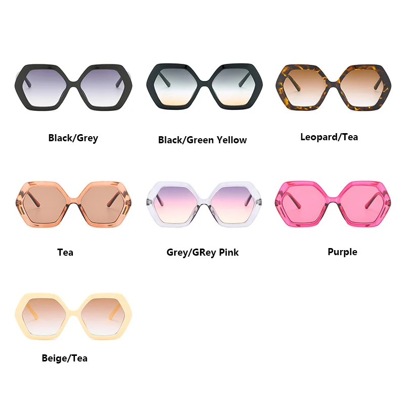 Высокие модные большие шестиугольные солнцезащитные очки бежевая оправа