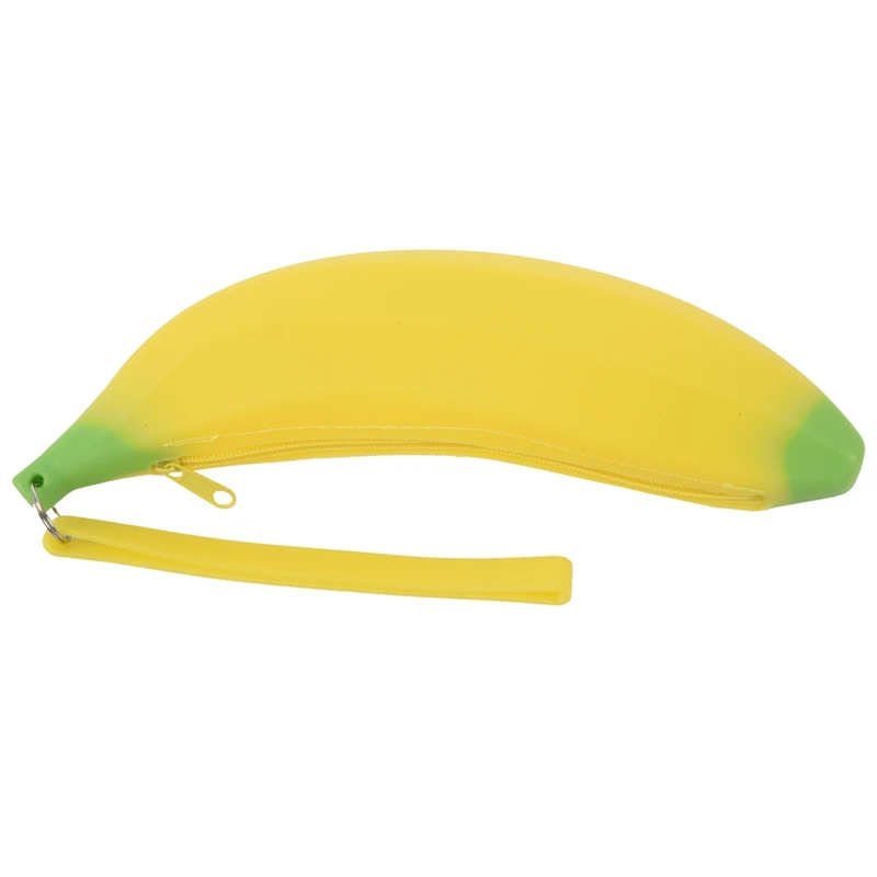 Novelty Silicone Portable Banana Pencil Case Bag Coin Purse School Supplies Stationery Yellow | Wallets