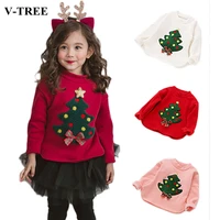 winter children shirts plus velvet bottom for girls high collar kids outerwear christmas tree toddler tees fleece warm clothing