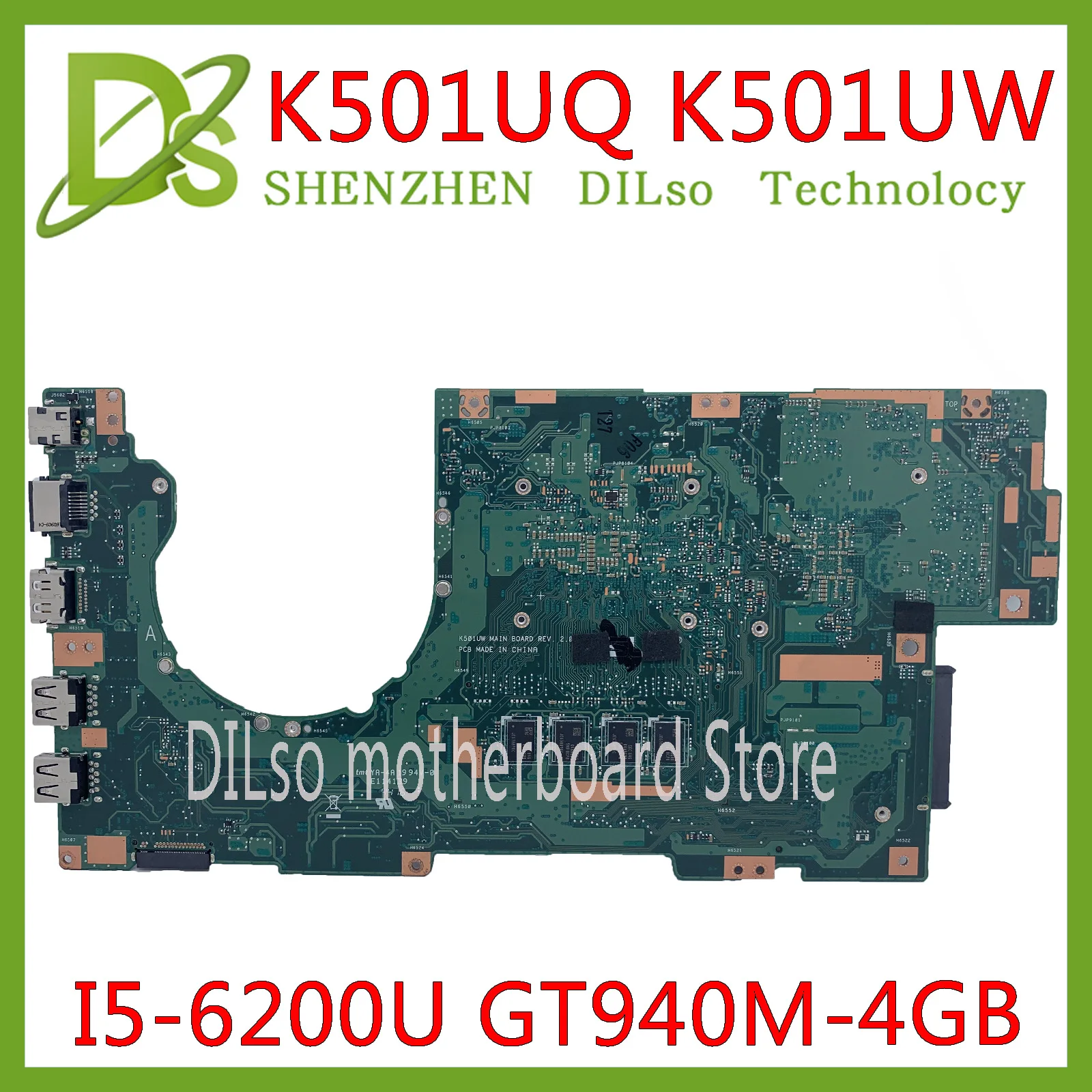 Preise KEFU K501UW Motherboard Für ASUS K501UW K501UQ Laptop Motherboard K501UQ DDR3 4GB RAM I5-6200U Mit GTX940M-4GB GETESTET 100% ARBEIT
