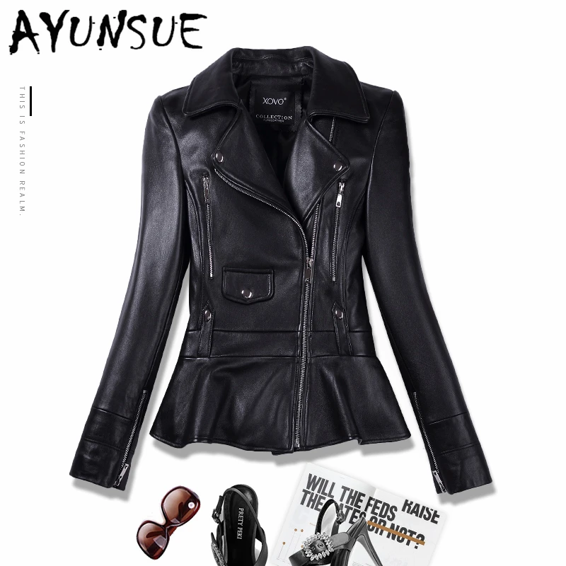 

AYUNSUE 100% Real Sheepskin Coat Female Genuine Leather Jacket Short Slim Jackets For Women Outerwear jaqueta de couro 817163