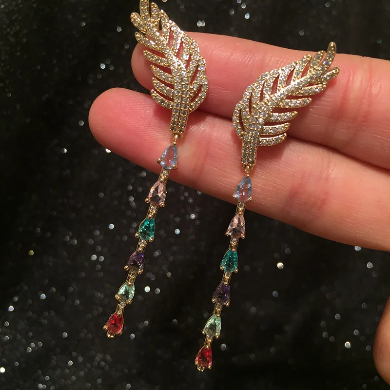 Женские корейские серьги капельки Bilincolor модные милые с фианитами в форме