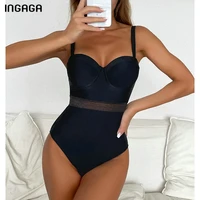 ingaga sexy mesh one piece swimsuits push up swimwear women 2021 patchwork bodysuit fashion solid bathing suits summer beachwear