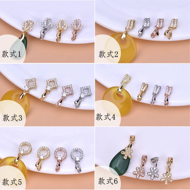 S925 sterling silver clip buckle Various styles available Geometric pendant buckle Jade crystal pin buckle jewelry diy accessori